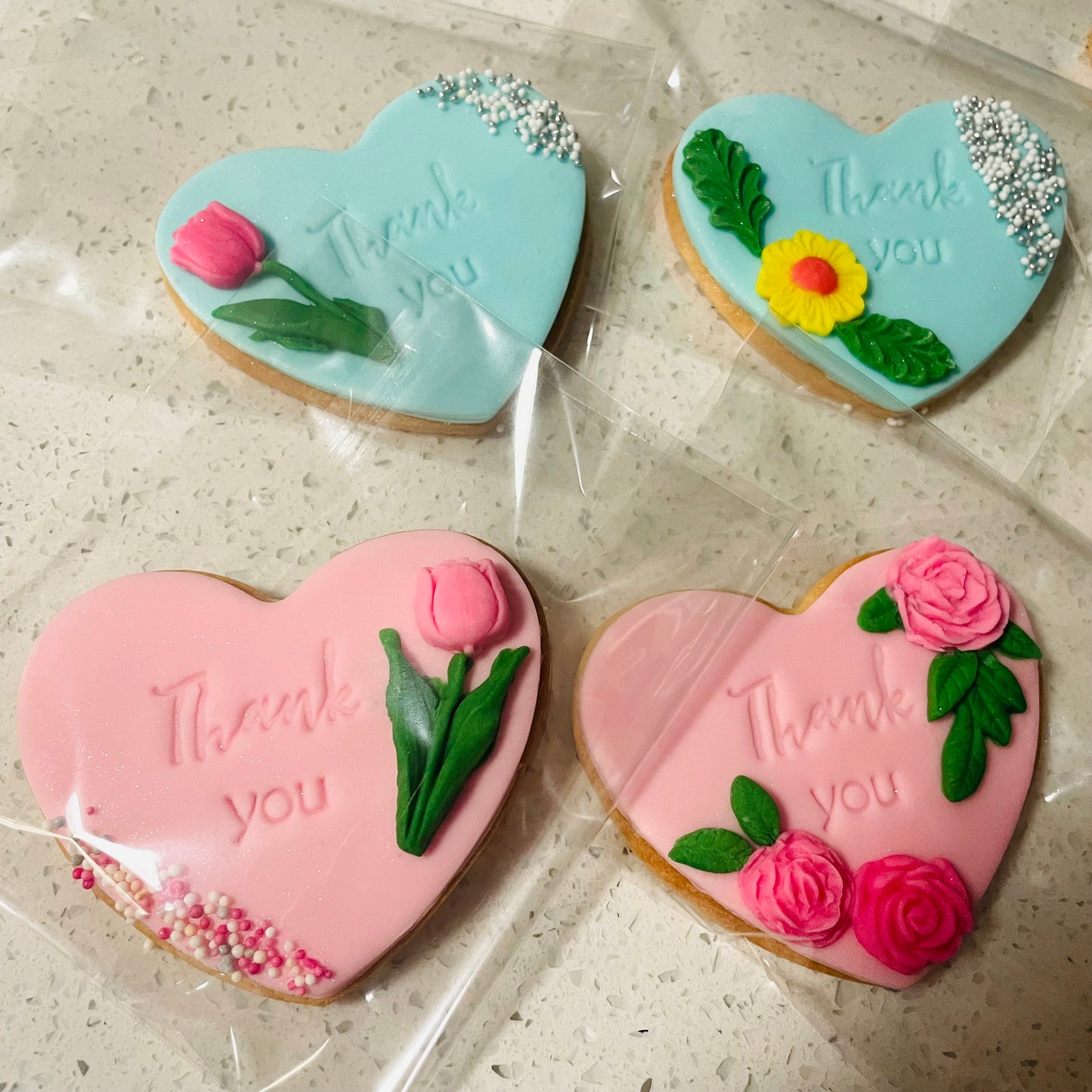 Thank You Fondant Icing Cookies